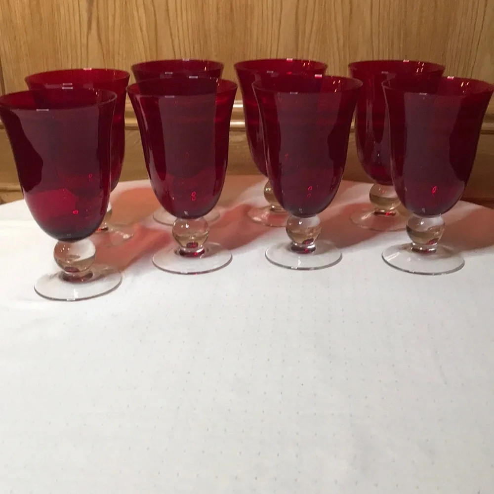 Lenox Holiday Gems Ruby Red Wine/Water Goblets - Set of 8 Vintage